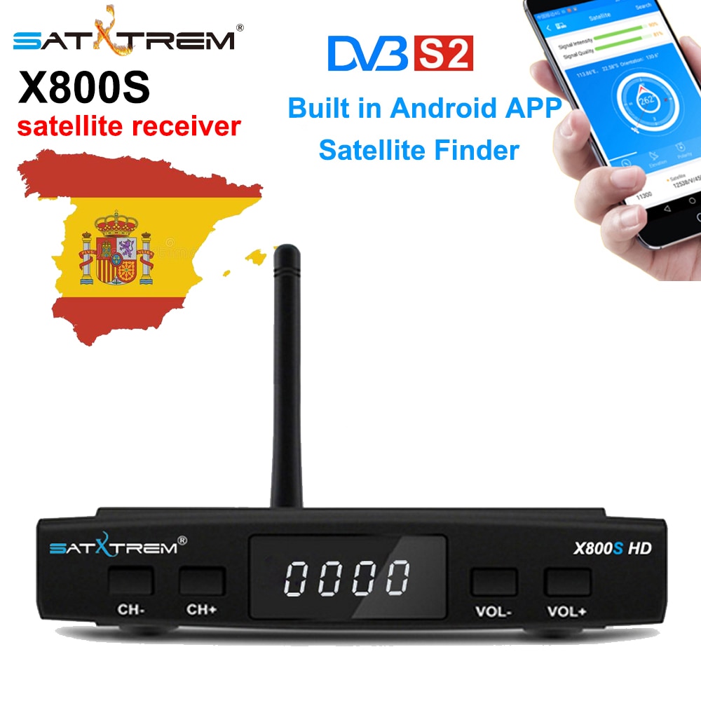 Satxtrem x800s receptor de satélite decodificador DVB-S2 tv receptor para a europa espanha fta completa hd usb wi-fi fta sintonizador tv digital dvb s2