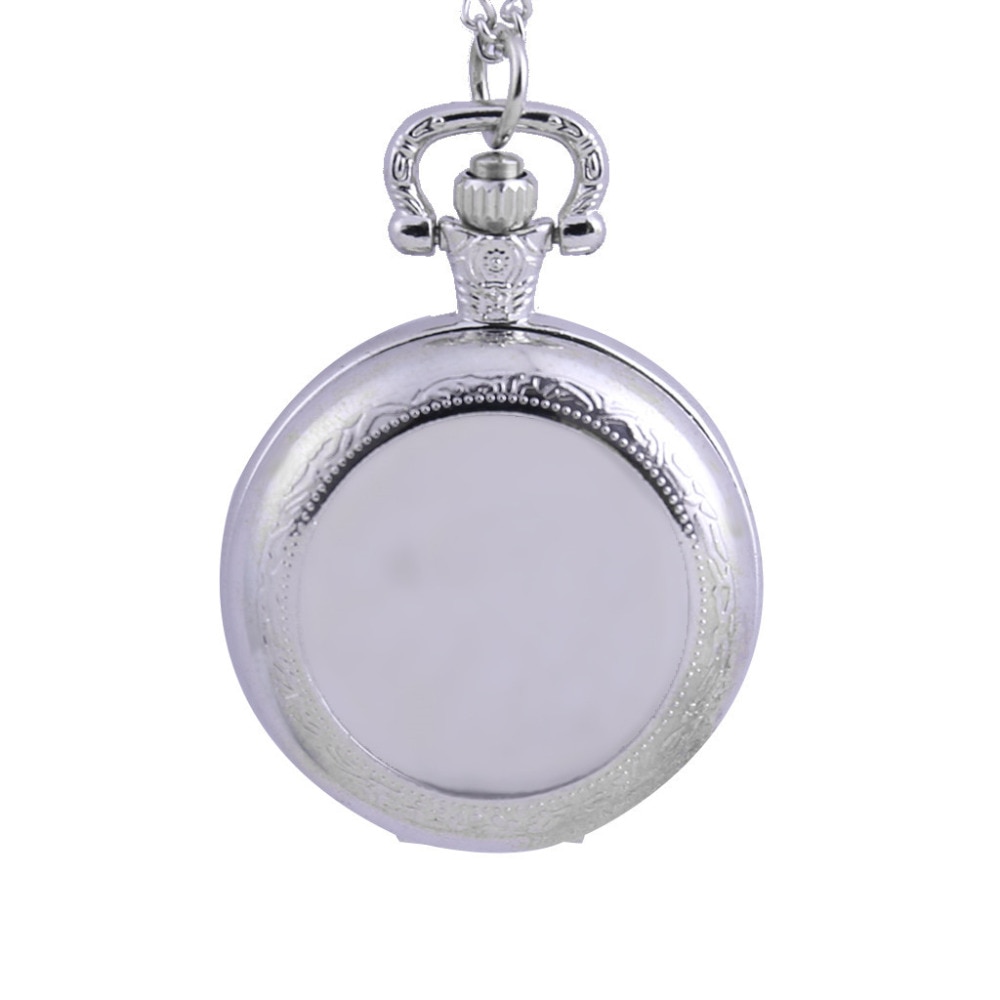 Gladde zwarte/zilveren kast quartz zakhorloge, volledig jachtdoos dames heren fob horloge klok relogio de bolso  #4 m 14
