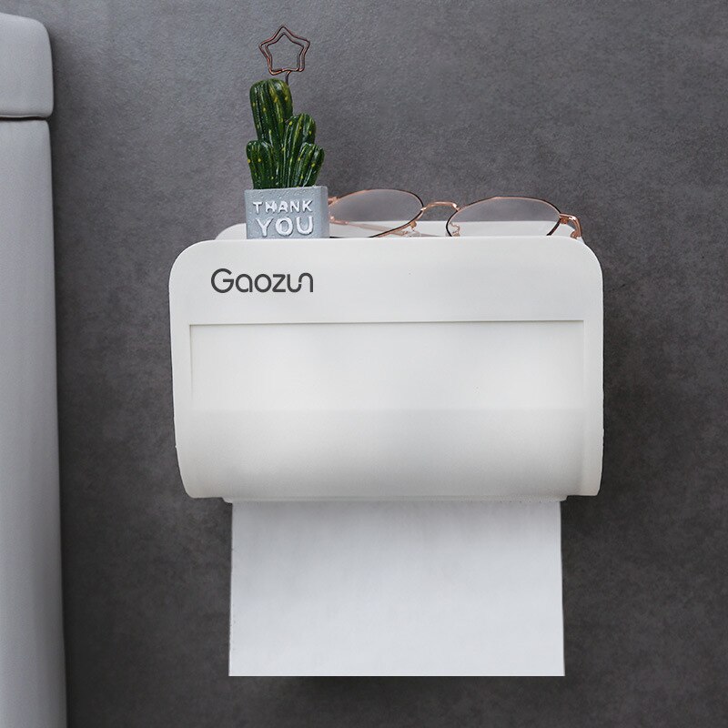 Baispo vægmonteret vandtæt tissueboks toiletpapirholder til bærbar opbevaringsholder til badeværelse badeværelsestilbehør: Lille grå