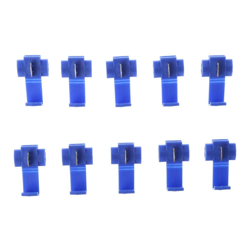 Herramienta de empalme rápido para coche, terminales de conectores de cables en forma de T de 2 pines, 10 Uds.: Azul