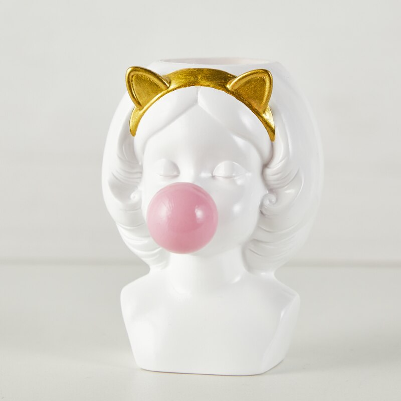 Y. DSHH Grote Creatieve Nordic Stijl Hars Bloem Vaas Decoratie Thuis Decoratieve Vazen Voor Bloemen Pot Vintage Tafel Vaas Leuke Meisje: white vase