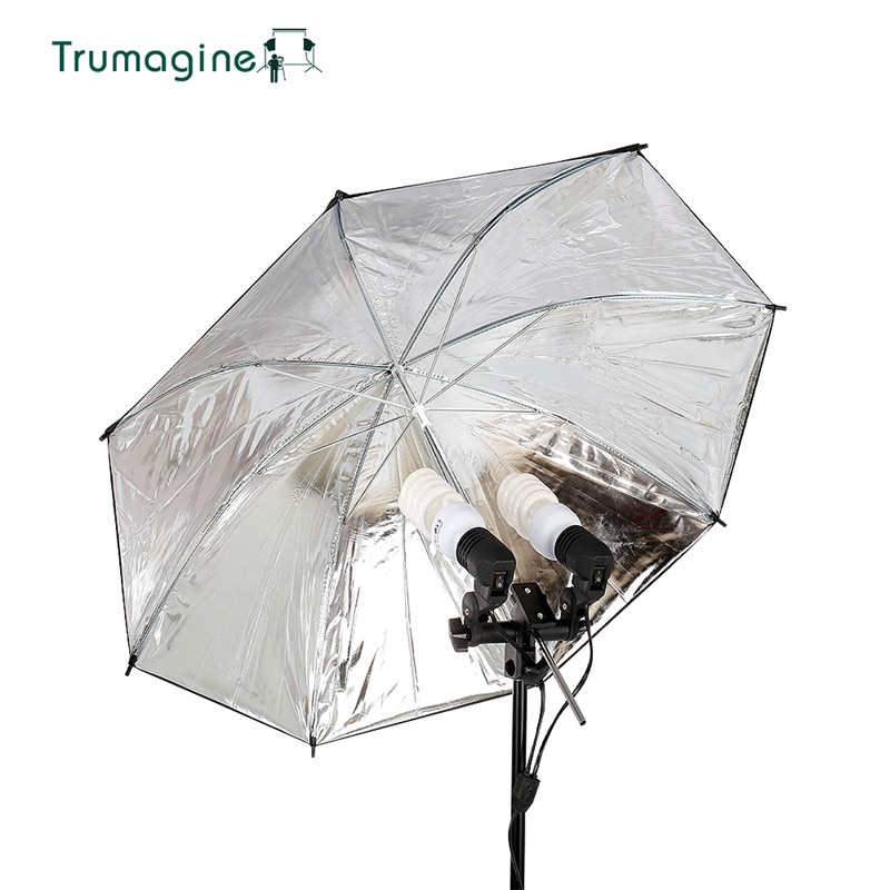 TRUMAGINE Double Head Photography Studio Light Fitting Photo Lighting E27 Socket Bulb Holder Flash Umbrella Bracket EU US Plug