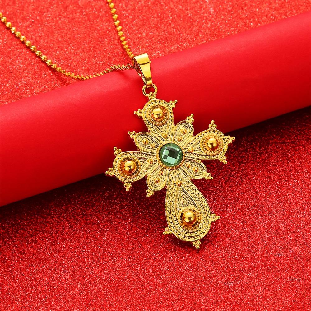 Ethiopian Big Cross Pendant Necklaces for Women Eritrea Jewelry Africa Ethnic Pendant