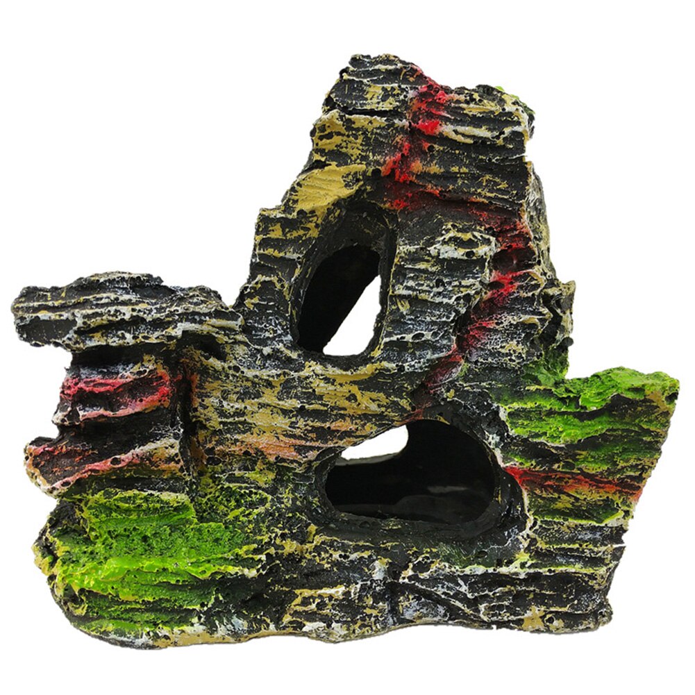 Fish Tank Artificial Rock Cave Playing Resin Stone Simulation Aquarium Mountain Rockery View Decorative Ornament Tree Bridge: A