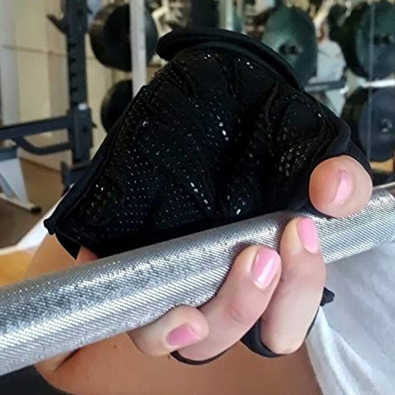 1 paar geventileerde gewichthefhandschoenen met ingebouwde polsbanden die de handpalmen volledig beschermen en extra grip bieden