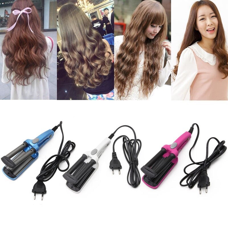 Mini rizadores de pelo de cerámica, varita ondulada de hierro, 3 barriles de hierro, herramientas planas de cerámica para el cabello, alicates de engaste profesionales, rizador de cabello Ha