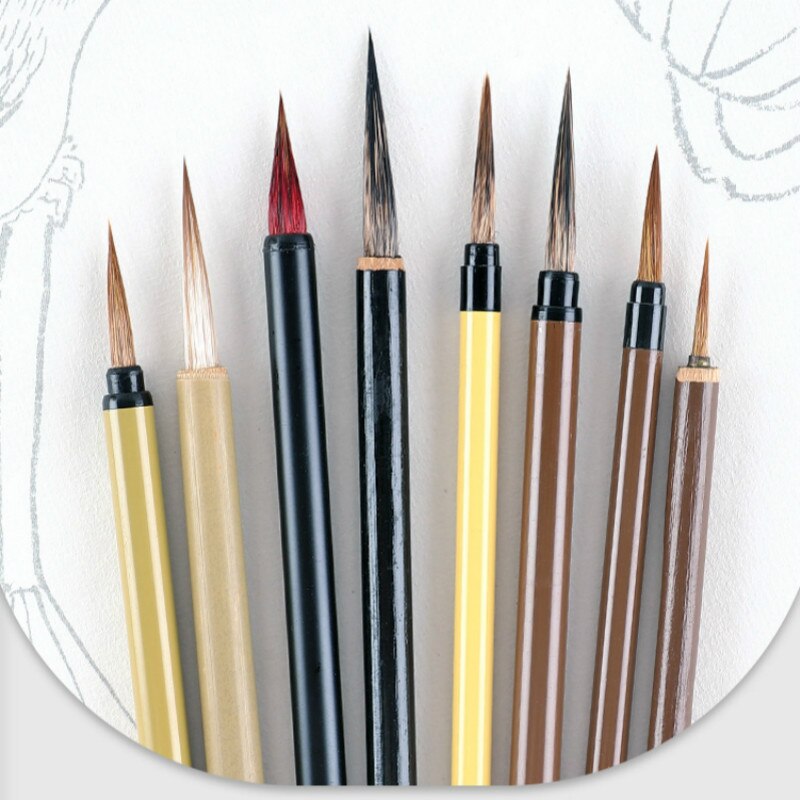 Kinesisk maleri børste pen sæt 3 stk / sæt kinesisk omhyggeligt maleri fin stregtegning kalligrafi børste pen tinta kina