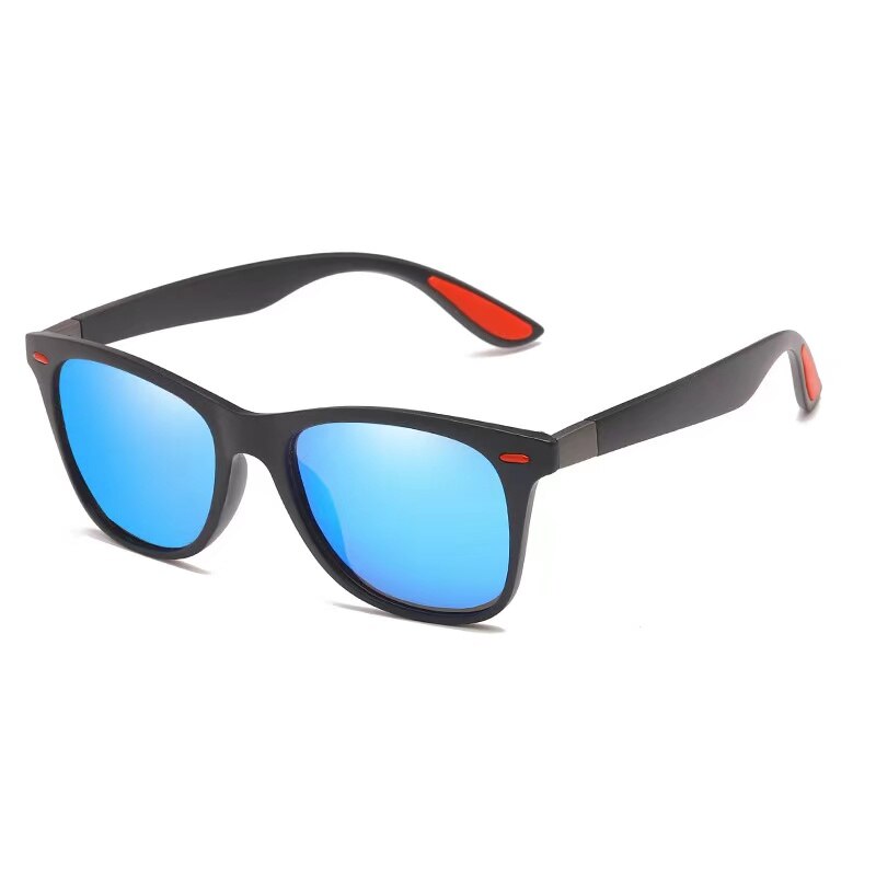 Polariserede solbriller mænd kvinder klassiske firkantede plastkørsel solbriller mandlige sorte solbriller  uv400: C2 spejlblå