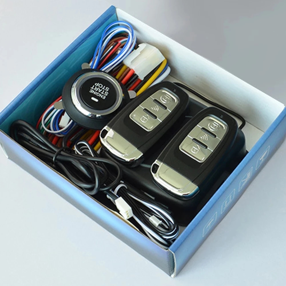 OkeyTech 12V Universal Auto Car Keyless Entry Start System Car Alarm PKE Remote System One Start Stop pulsante motore