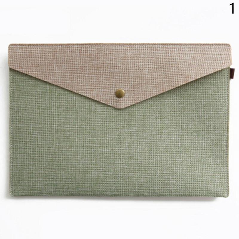 Vividcraft A4 A5 2 Sizes Simple Imitation Linen Stationery File Portfolio Bag Office Bag Study Folder Canvas Felt P8O6: A4 Green