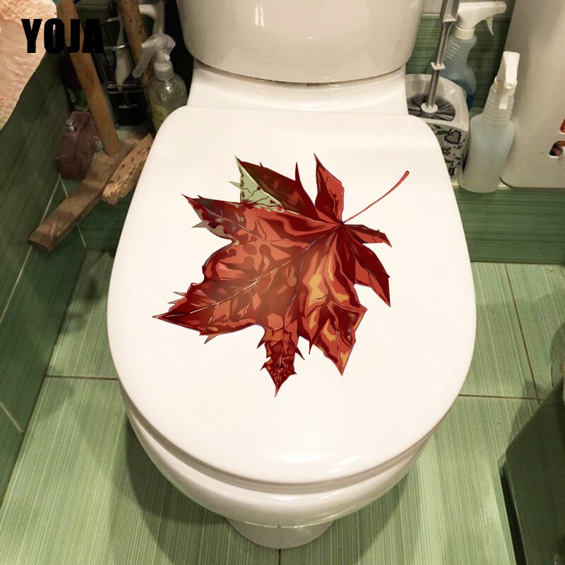 YOJA 19.7*22.4CM Autumn Hand Drawn Maple Leaf Wall Sticker Decal Toilet WC Decor T1-1106