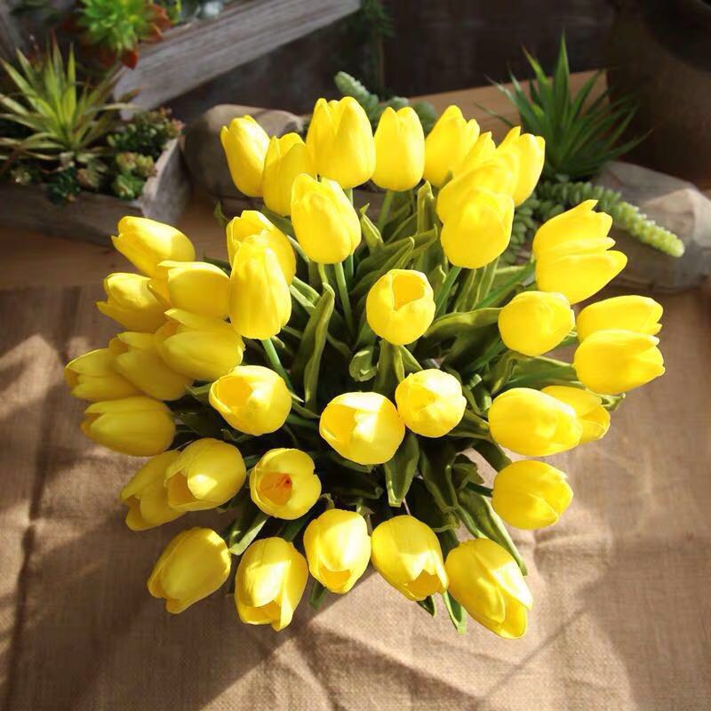 10 stk tulipan kunstig blomst lateks ekte berøringe brudebukett hjem dekorere dekorere kunstige blomster bukett ekte berøringe
