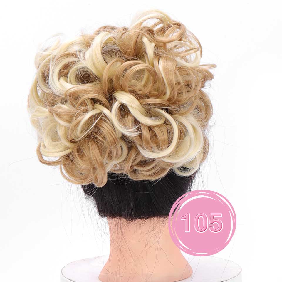 WTB-moño rizado corto para mujer, moño sintético resistente al calor con banda de goma, extensión de cabello, Donut: T1B / 4 / 30