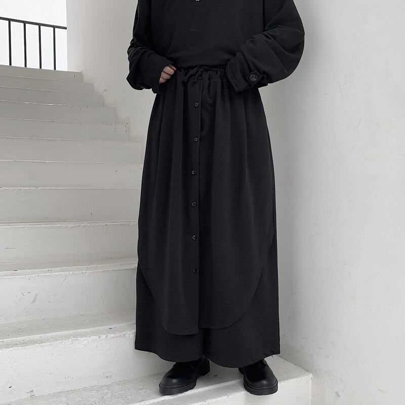 Casual Broek Brede Benen Deze Trend Lente Zomer Losse Broek Dark Afdeling Culottes Valse Mannen Twee Modellen Berg Negen Ha