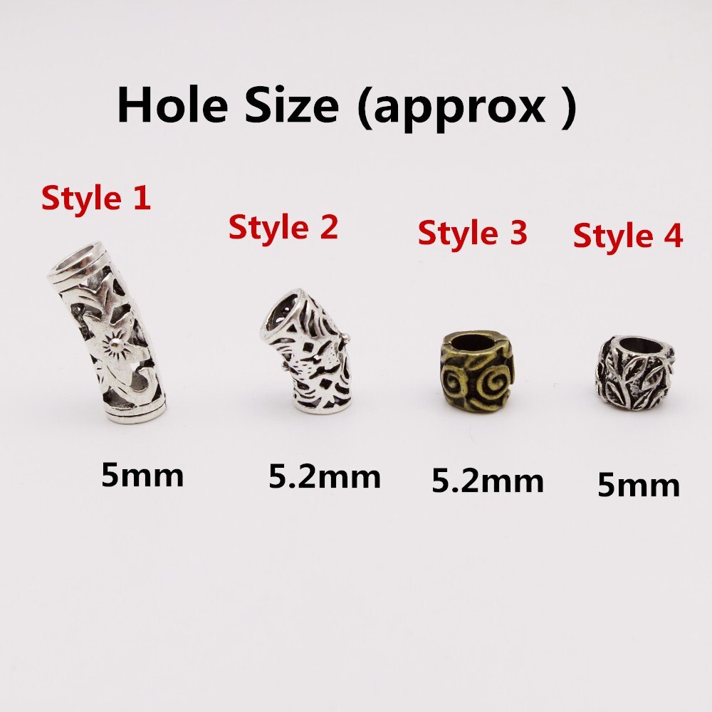 10pcs/pack different 4 styles metal viking hair braid dread beard dreadlock beads rings tube for Styling Accessories