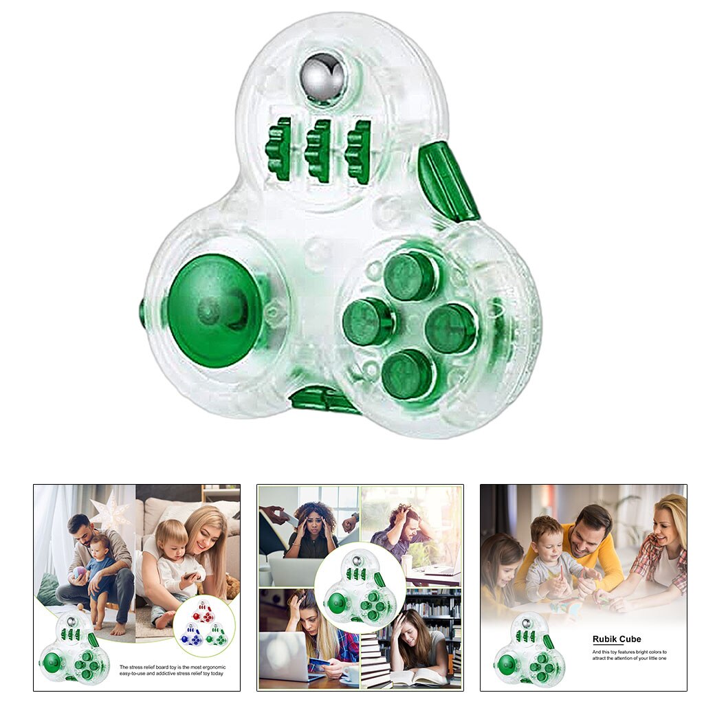 Fidget Pad Controller with 11 Functions Anxiety and Stress Relief Hand Toy for Skin Picking: Green