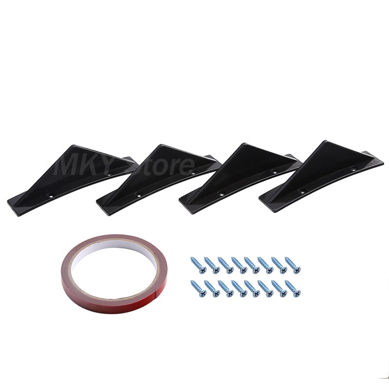 Difusor Universal de parachoques trasero de coche, accesorio de color negro, con punzón fijo, divisor de alerón cromado, estilo de coche, 4 piezas: Default Title