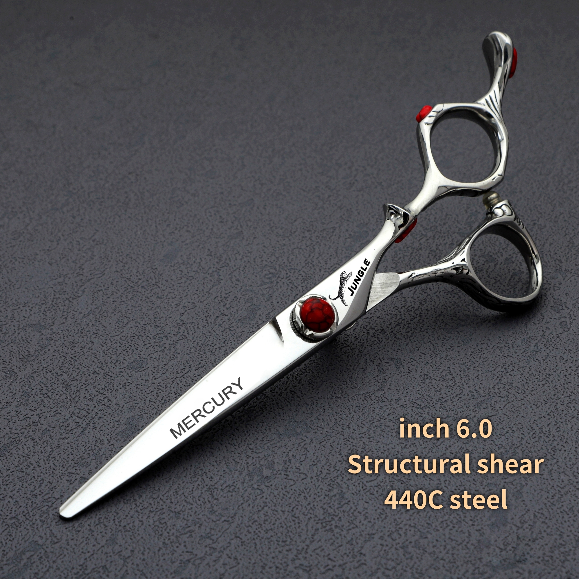 JAGU-professionele kappersschaar, dunner wordende schaar, 440C staal, salon hoogwaardige haarsnijgereedschappen, set van 5,5 tot 7,0 inch: Rood