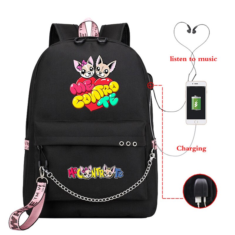 Cool Backpack Harajuku School Bags Girls College Students Laptop USB Charging Backpack Casual Travel Rucksack: 3