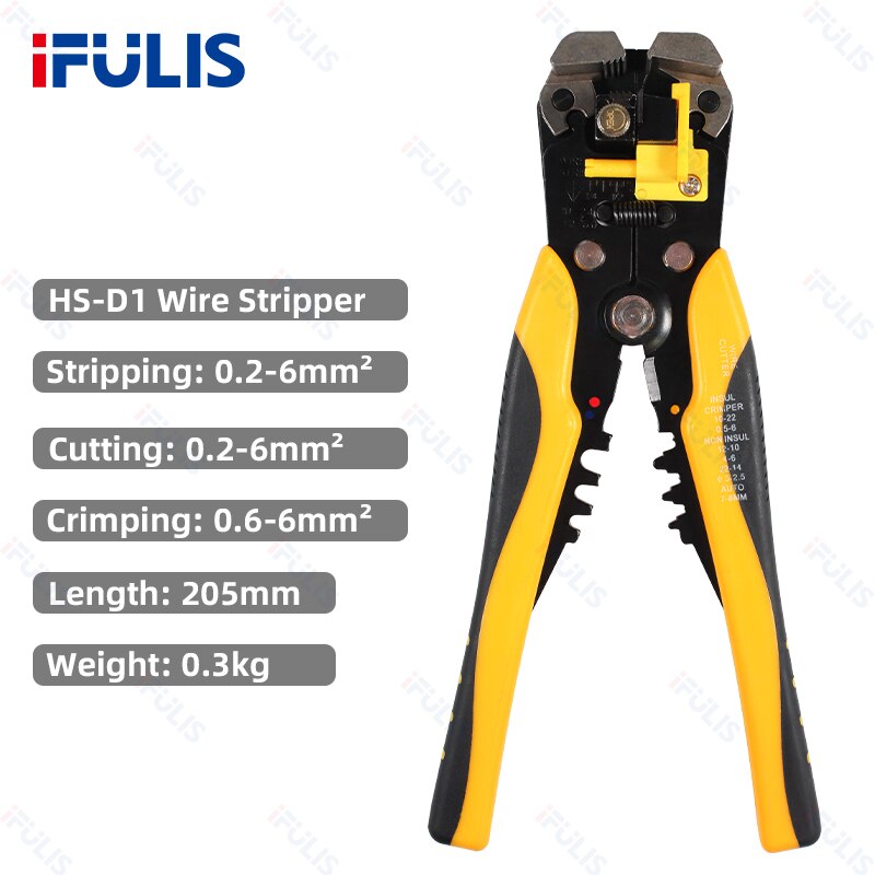 Dénudeur de fil, coupe-câble, pince à sertir, automatique, robuste, réglage automatique, dénudage électrique, outil de sertissage: HS-D1 yellow