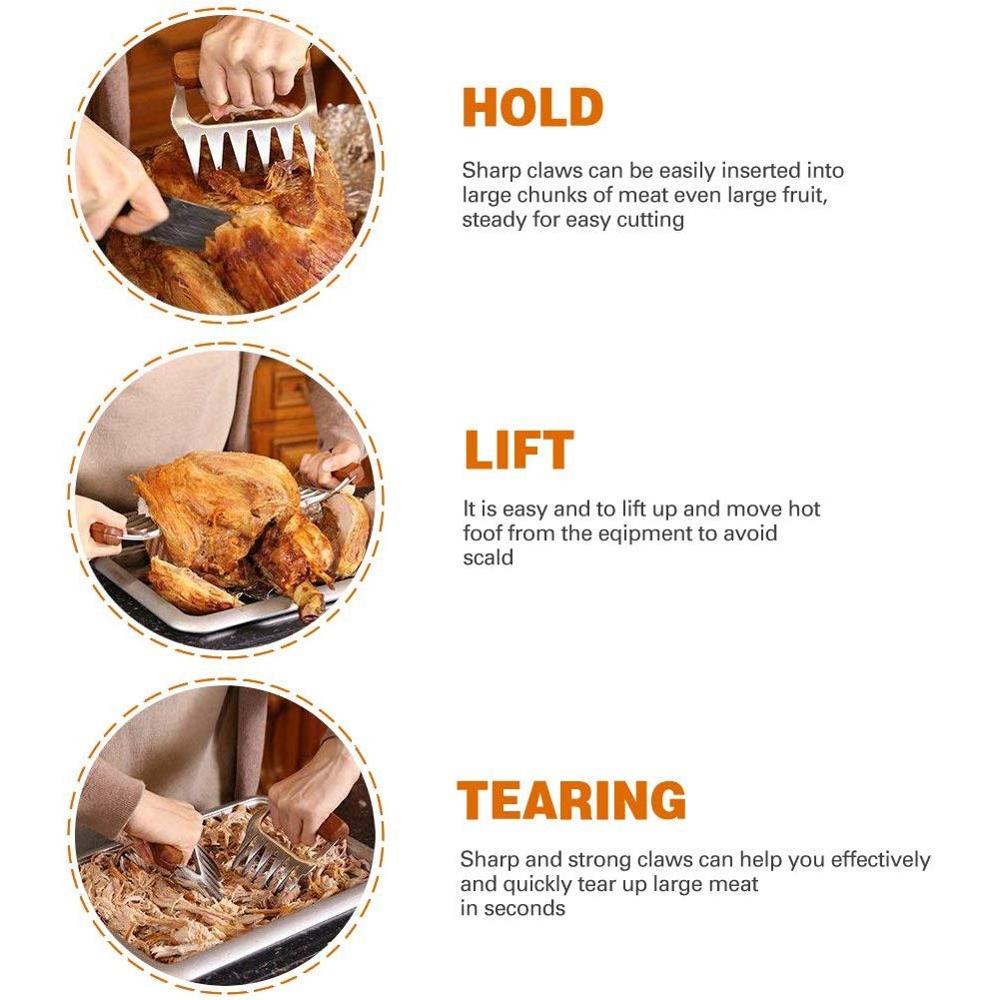 1pc Meat Fork Shredder Claws Stainless Steel Bbq Pulled Pork Meat Clamp Handing Carving Food Grill Accessories Barbecue Tool