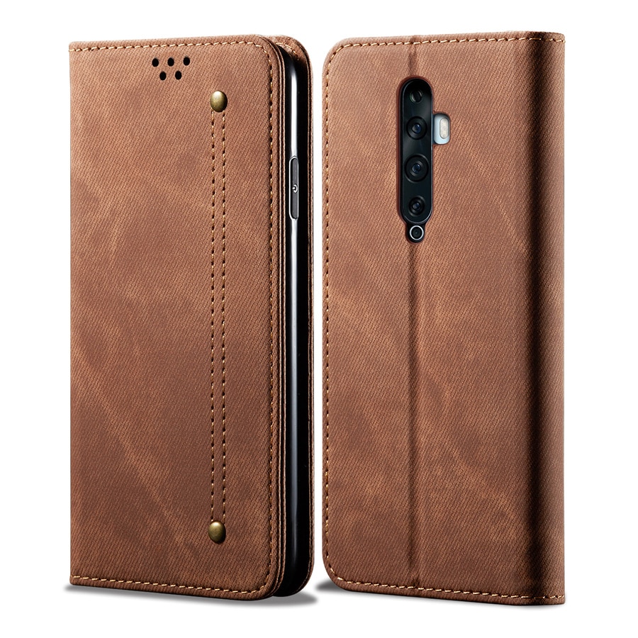 Denim Leather Flip Case for OPPO F11 A9 RENO 2 2F 2Z Coque Magnetic Luxury Card Holder Wallet Book Cover for OPPO Reno2 Reno2z