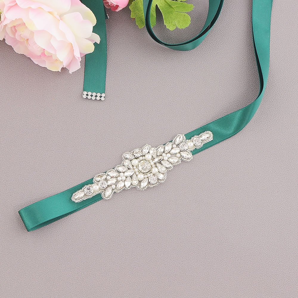 Faixa de casamento rosa verde azul cinza moda cintos de casamento flor cetim vestido de casamento cinto de fita de noiva faixa cinto de festa de honra: green
