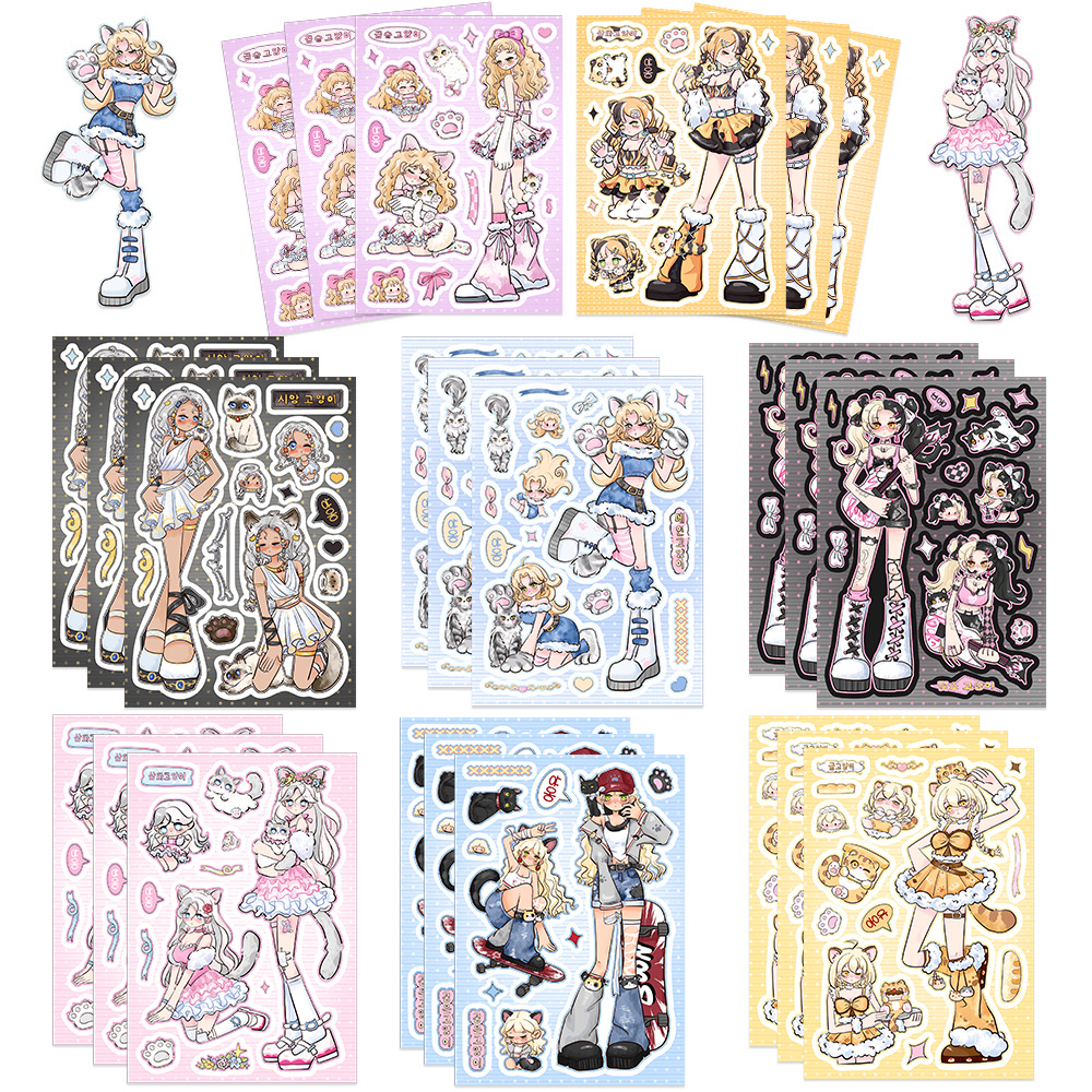 8 sztuki/zestaw oryginalnych naklejek z dziewczynami z anime, kawaii, pikantne naklejki diy, koreańskie naklejki dekoracyjne do scrapbookingu, kalendarza, pamiętnika.: Default Title