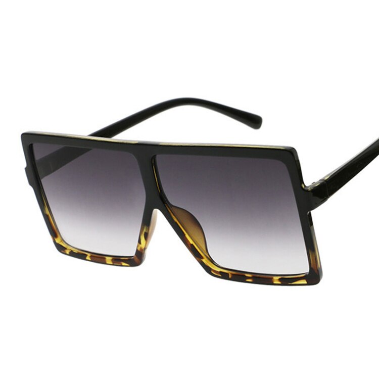 Vintage store firkantede solbriller dame/herre briller oversize solbriller kvindeligt kendt mærke sorte briller gafas de sol: Sort leopard