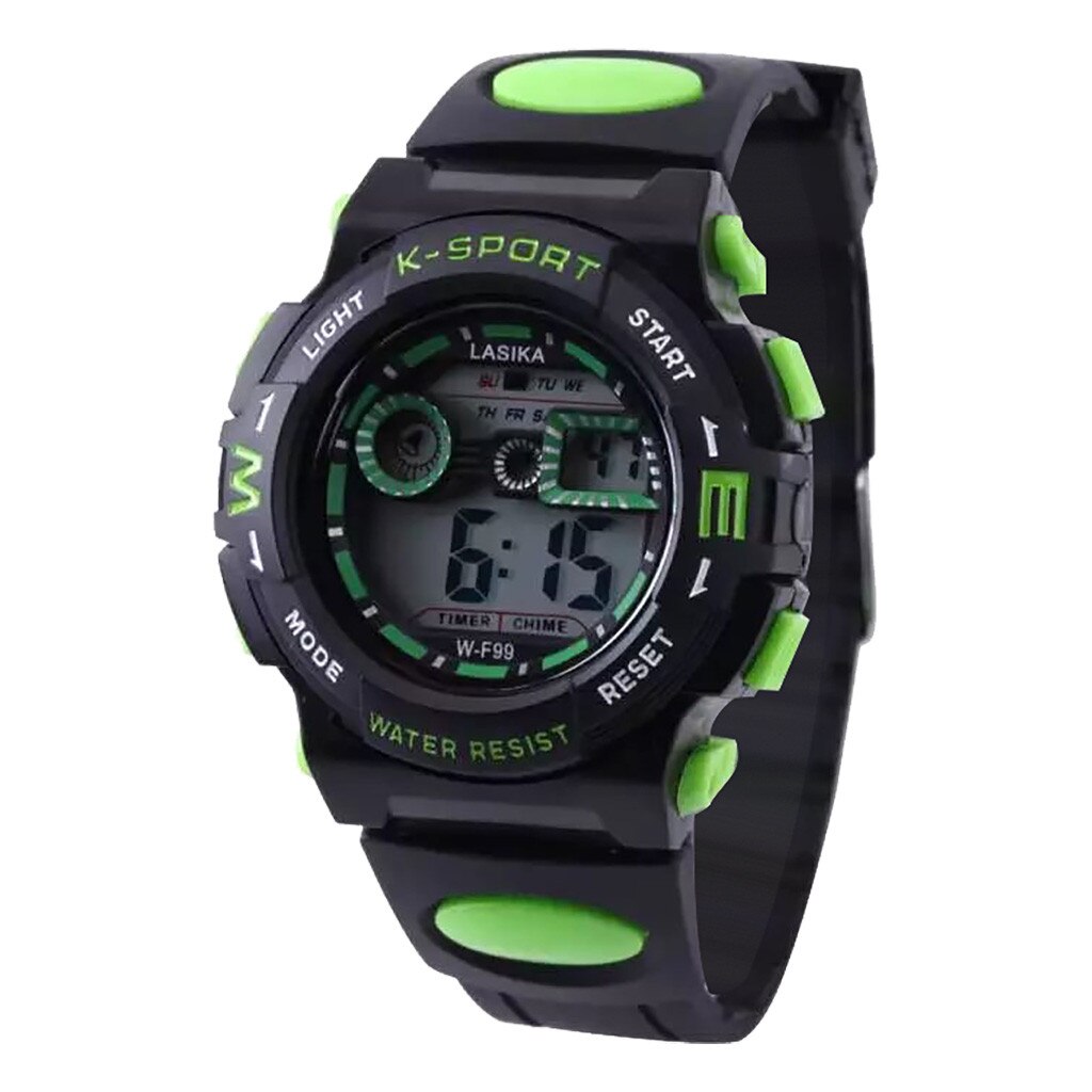 Vriendelijker horloge sport horloge kinderen Multi Functie Wekker Student Waterdichte Sport Mode Elektronische Horloge gps zegarki d: green