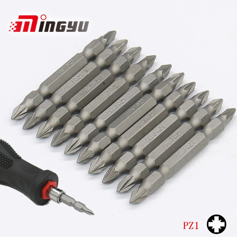 10PCS 1/4" Shank PZ0 PZ1 PZ2 PZ3 PH0 PH3 SL Screwdriver Bit Set 65MM Long Double End Philipps Pozi Slotted Screw Dirver Bits