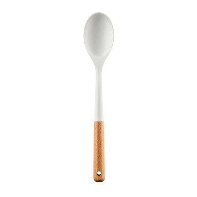 Silicone Utensil Kitchenware 1PC Non-stick Cooking Pot Cookware Spatula Egg Beaters Shovel Soup Spoon Kitchen Gadget Accessories: White Flat Spoon