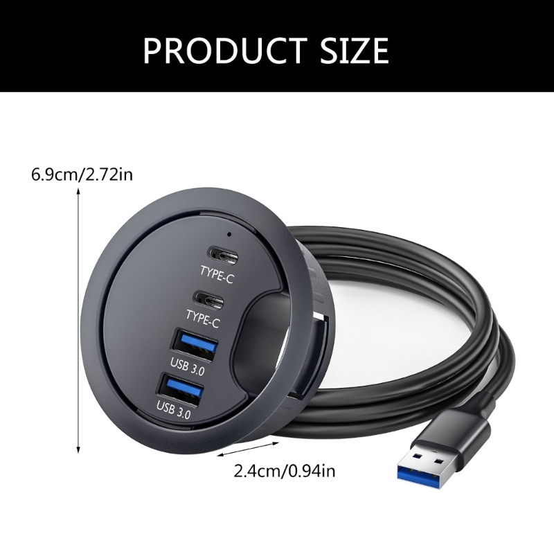 USB Desk Grommet Hole USB Hub Mounting Desktop Grommet Hole Desktop Cable Organizers for PC Laptops HDD USB Device