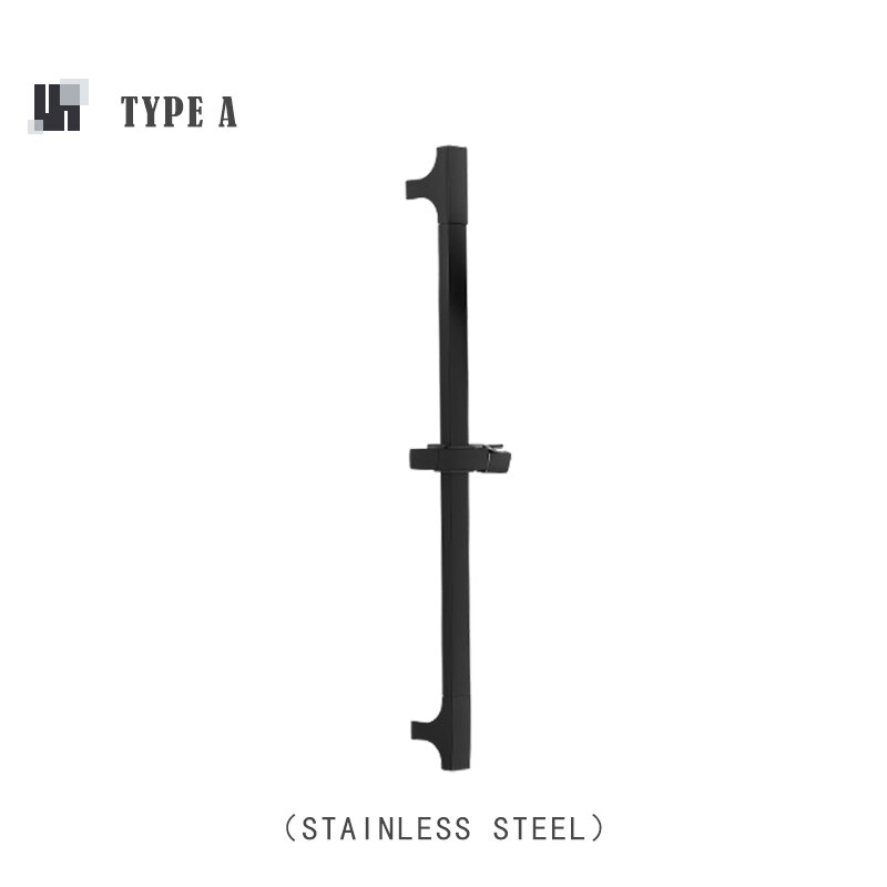 Matte Black Bathroom Sliding Shower Bar Shower Column Wall Mounted Rod with Adjustable Bracket Holder Round Square Slide Bar: Type A