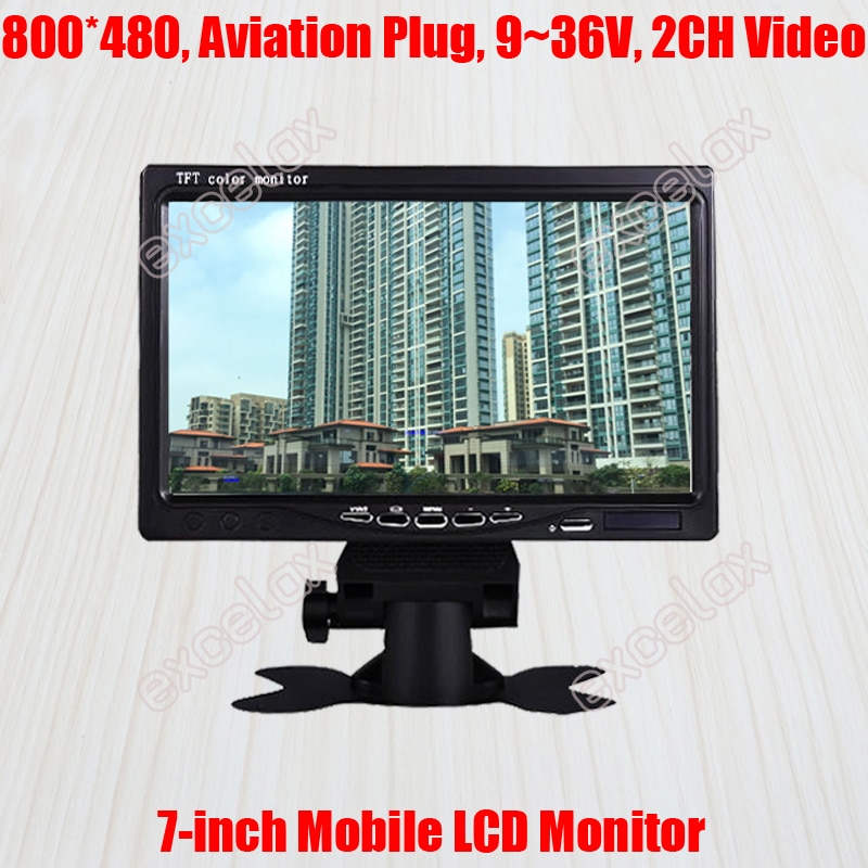 7-Inch 800x480 Luchtvaart Plug Poort 2CH Video Mobiele Monitor 7 "Lcd-scherm Voertuig Vrachtwagen Auto reverse Achteruitrijcamera CCTV Surveillance