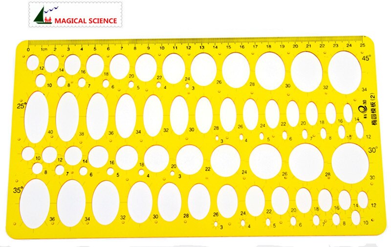 Transparent plastic Ellipse drawing template Oval drawing board 25cm students rulers KJ012