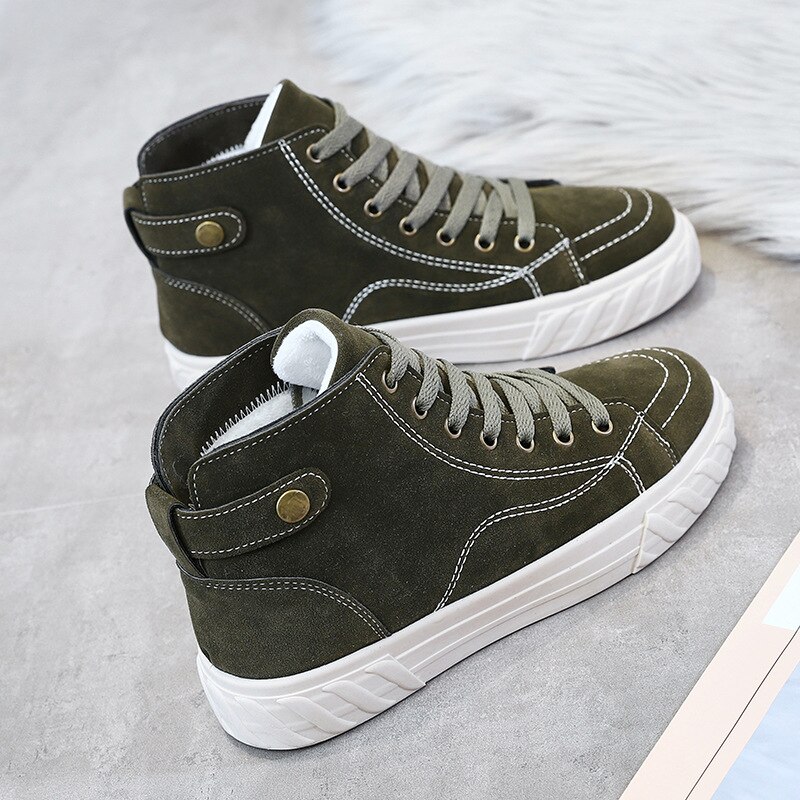 Varma sneakers för kvinnor höst och vinter stilar med bomull och sammet sport varma promenadskor kvinnor za -124: Grön / 9
