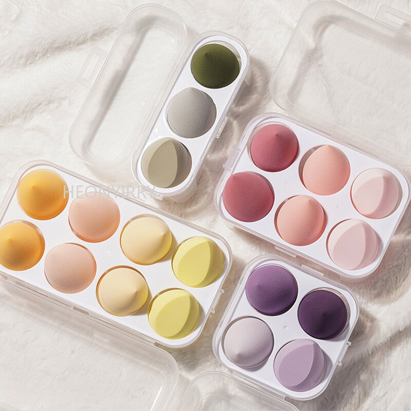 3/4 Piece Set Of Makeup Sponge, Puff, Healthy Latex Soft Sponge, Wet And Dry Set, Beveled Beauty Makeup Tool