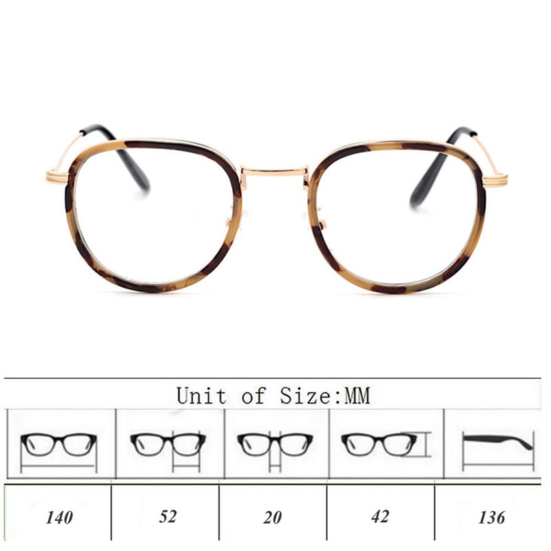 Vintage Clear Lens Eyeglasses Frame Retro Round Men Women Eyewear Nerd Glasses Black/Leopard/Pink/Tea/Transparent