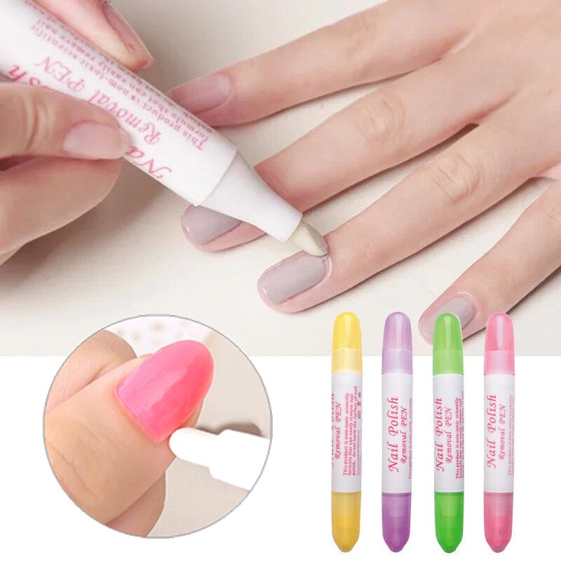 4 farver gel neglelakfjerner blyant med 3 spids lak fjern pen polish korrektor penne rengøring viskelæder uv manicure værktøj: Ramdom 1pc
