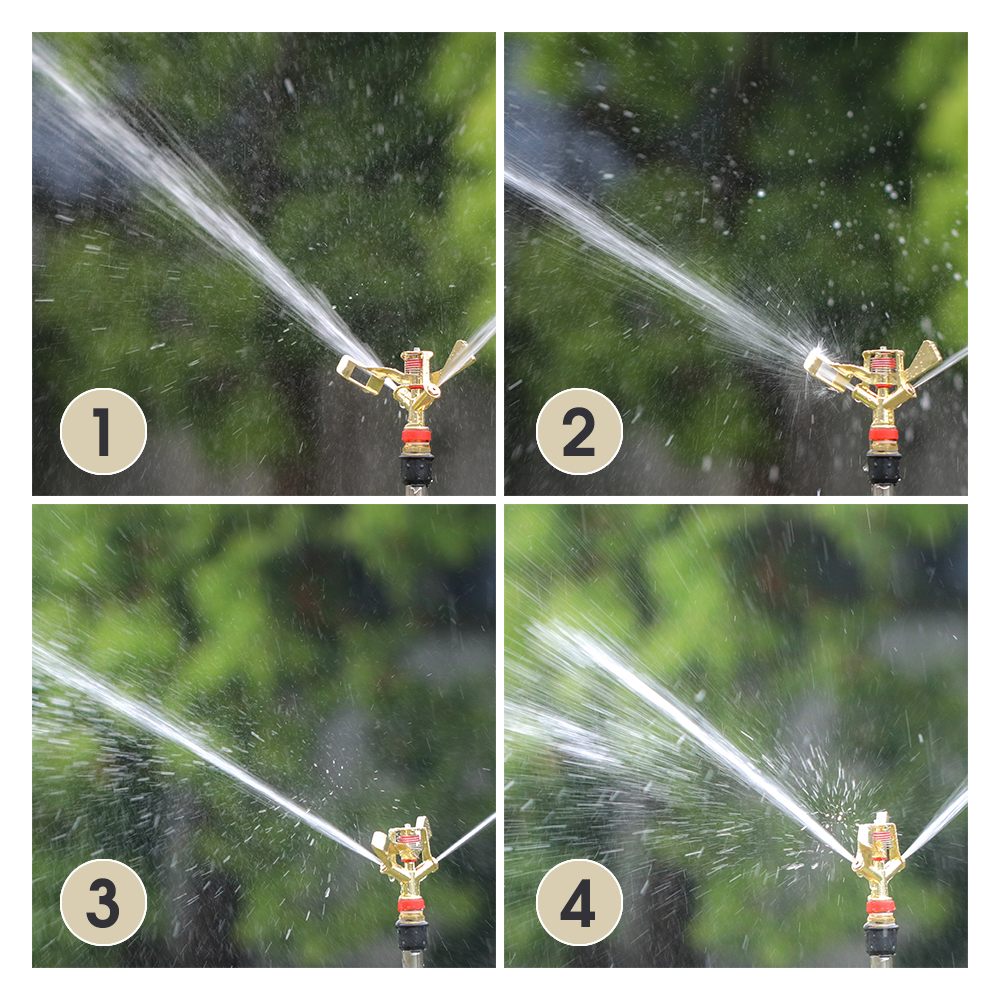 1/2 3/4'' Male Thread Metal Pulsating Sprinkler Zinc Alloy 360° Rocker Arm Water Spray Nozzle for Greenhouse Garden Irrigation