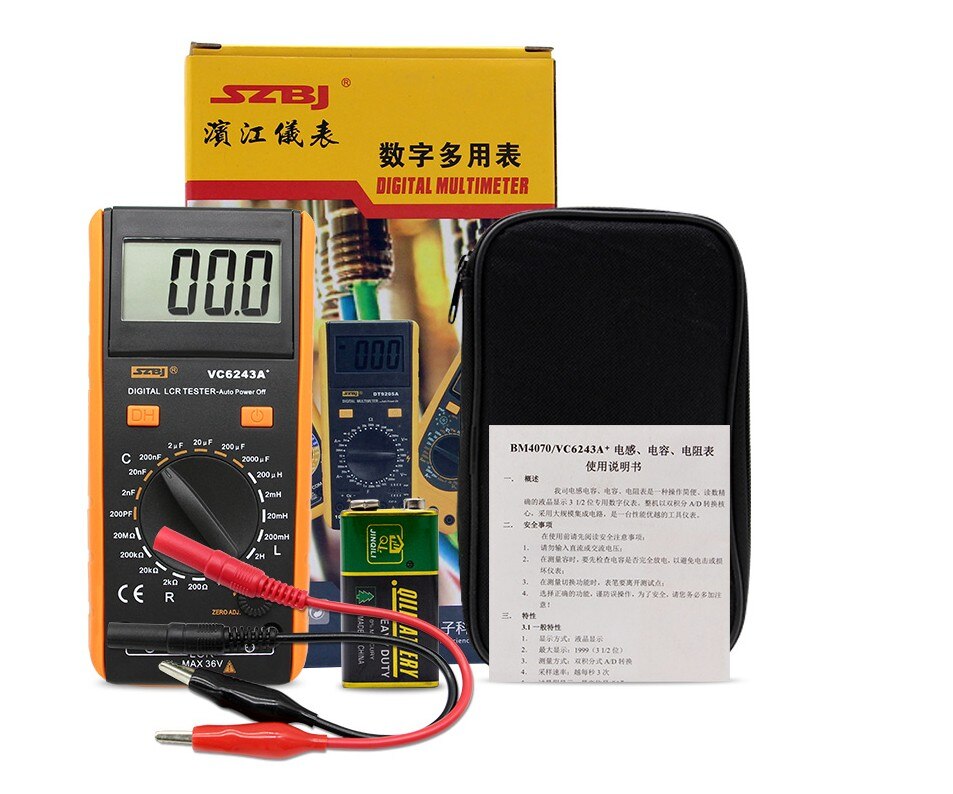 Digital LCD Meter Inductance Capacitance Resistance Tester Multimeter Crocodile Clip Measuring Tool with Bag BM4070