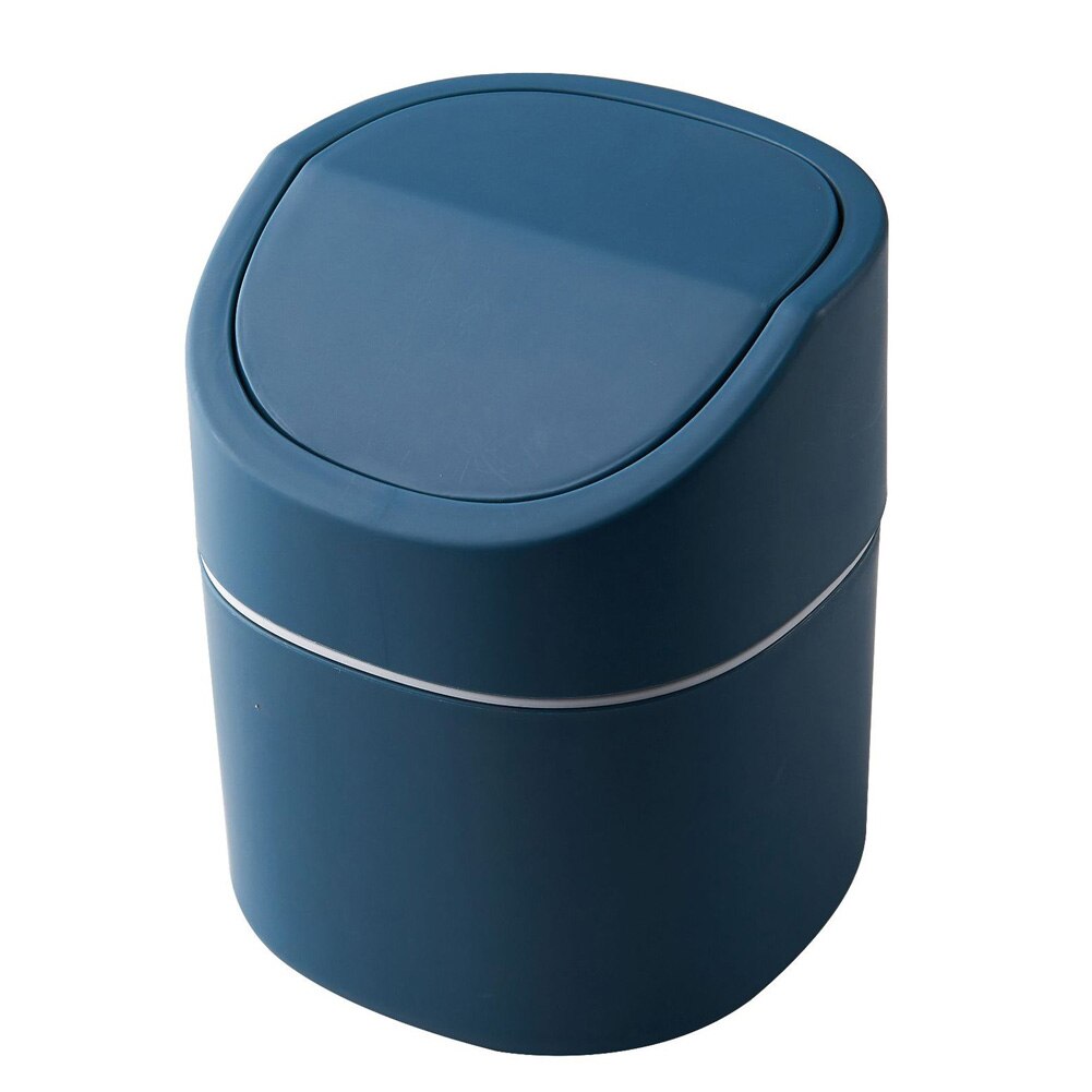 Mini Cute Waste Bin Desktop Small TrashCan With Lid Garbage Organizer Detachable Cover Kitchen dining table Desk Storage Bucket: Blue  A