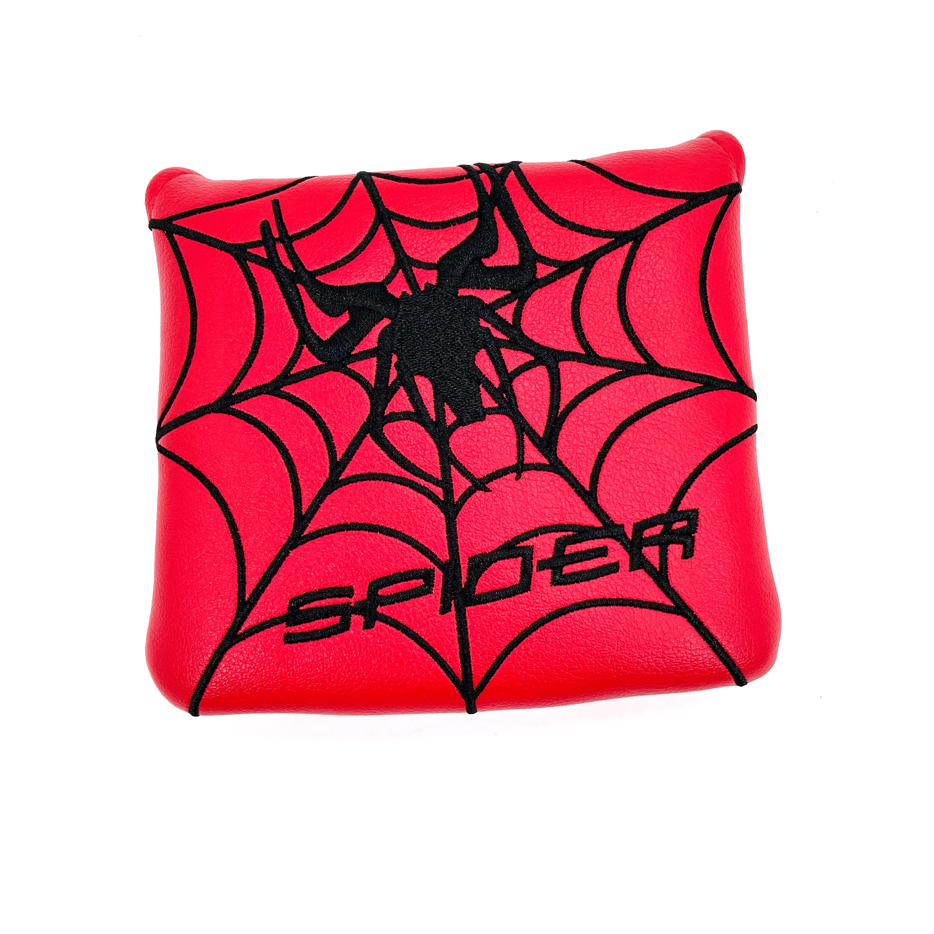 Mazo cuadrado de Golf con bordado de araña, Putter de cuchilla, conductor, madera de calle, híbrido, cubierta de cabeza de hierro, blanco, rojo y negro,: Red