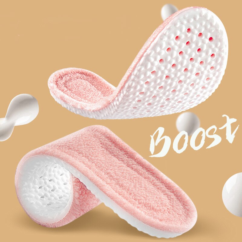 Women High Density Fluff Warm Soft Sport Insoles Female Men High Elasticity Good Shock Absorption Breathable Mesh Shoes Insert