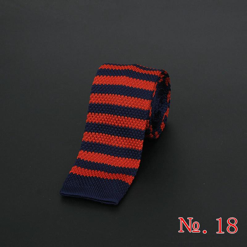 Brand New męska w stylu Vintage, w paski dzianiny krawaty dla człowieka Party moda kolorowe Knitting Tie granatowy czerwony ślub cienki krawat Cravata: 18
