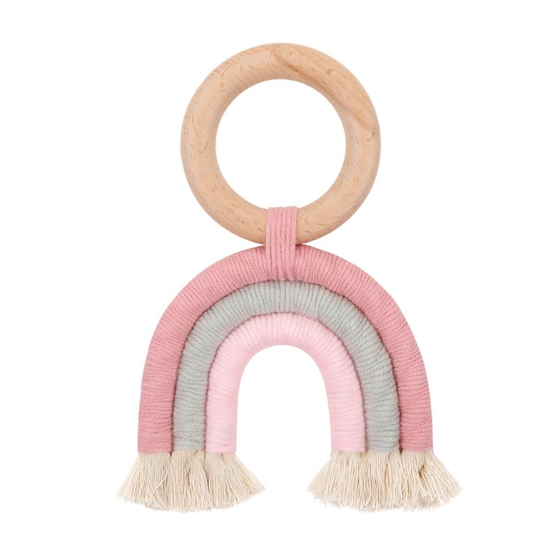 Christmas Baby Rainbow Teething Ring Safety Wooden Teether Baby Care Shower C6UF: Q161