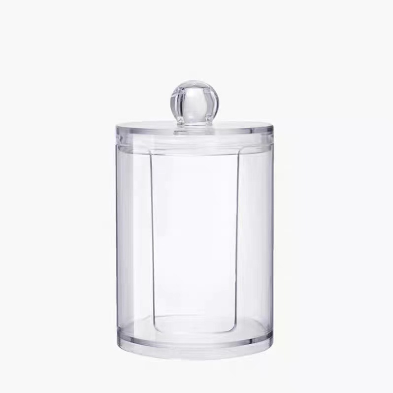 Acryl opbergdoos badkamer pot make-up organisator katoen ronde pad houder wattenstaafje doos Qtip houder dispenser met bamboe deksel: Black