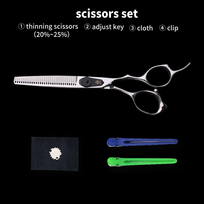 3 Kleuren Japan 440C 6 Inch Snijden Dunner Styling Tools Set Haar Schaar Professionele Kapper Schaar: SILVER THINNING