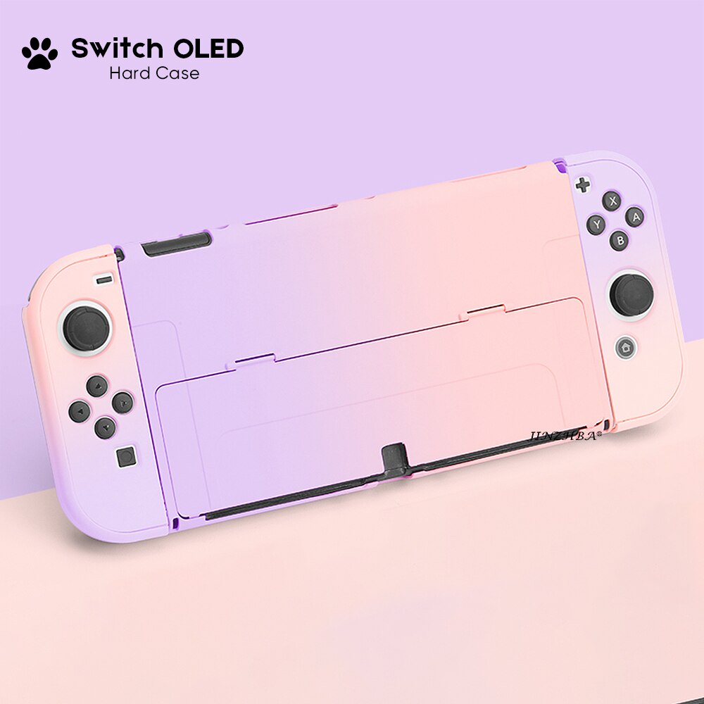 NEUE Für Schalter OLED Schutzhülle Soft/Hard Cover Kawaii Rosa Silikon Schutzhülle Für Nintendo OLED Konsole Zubehör: Bracket-Purple-Pink